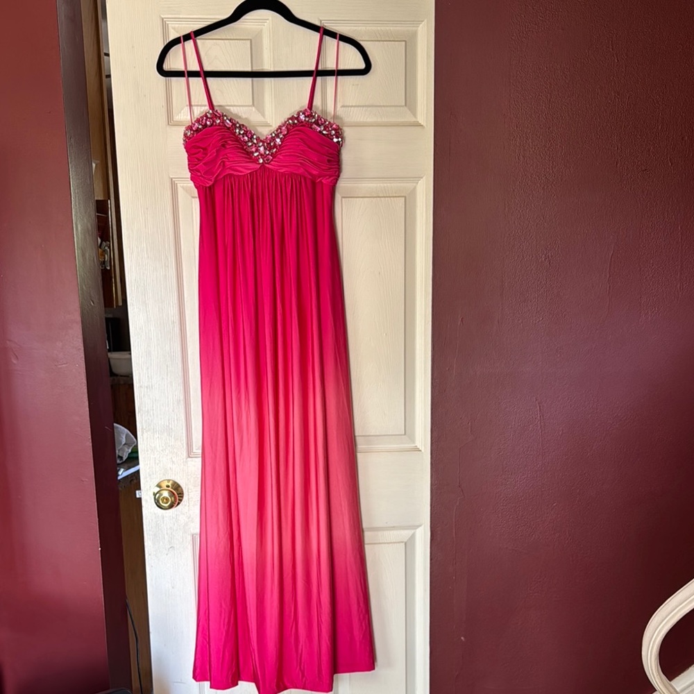 Pink Spaghetti Strap Sweetheart Babydoll Maxi Dress